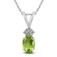 thumbnail image 1 of Genuine 1.00 Carat Natural 7x5mm Oval Shaped Peridot with White Topaz Necklace In 925 Sterling Silver, 1 of 5