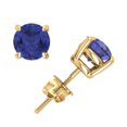 thumbnail image 1 of Genuine 1.0Ct Round Tanzanite Basket Stud Earrings 18k Yellow Gold 4Prong AAAA, 1 of 1