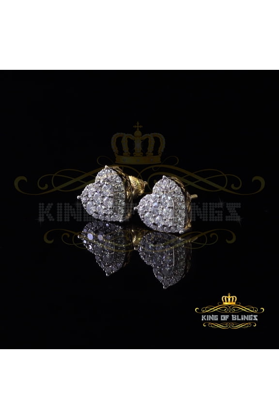 Genuine 1.10ct Vvs 'D' Color Moissanite Heart Earring 10k Real Yellow Gold