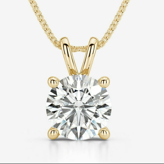 Genuine 1/2 Ct. Solitaire Diamond (G,H,I1,I2) Necklace in 14k Yellow Gold