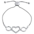 thumbnail image 1 of Genuine 1/20 CT. Diamond Heart Bolo Bracelet in Sterling Silver Wheat Chain 8", 1 of 4