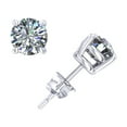 thumbnail image 1 of Genuine 1.25Ct Round Cut Diamond Basket Stud Earrings 18k White Gold Prong I SI2, 1 of 1