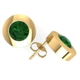thumbnail image 1 of Genuine 1.50Carat Round Emerald Stud Earrings 14k Yellow Gold Bezel Push Back AAA Quality, 1 of 1