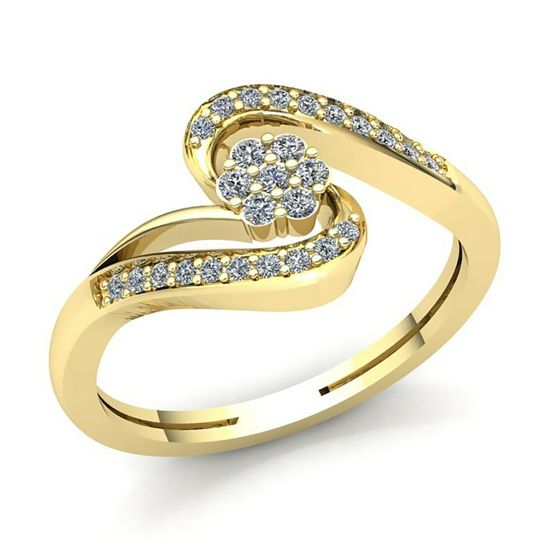 Genuine Round Cut Diamond Ladies Bridal Flower Engagement