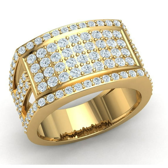 Genuine 1.5ctw Round Cut Diamond Prong Men's Cluster Split Shank Wedding Band Anniversary Ring Solid 14K Gold FG VS