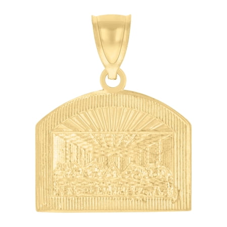 Genuine 10K Yellow Gold 0.95" Religious Charm Jesus Last Supper Portrait Pendant