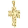 thumbnail image 1 of Genuine 10K Yellow Gold Diamond Cut Jesus Face Cross Charm Blood Drip Pendant 2", 1 of 6