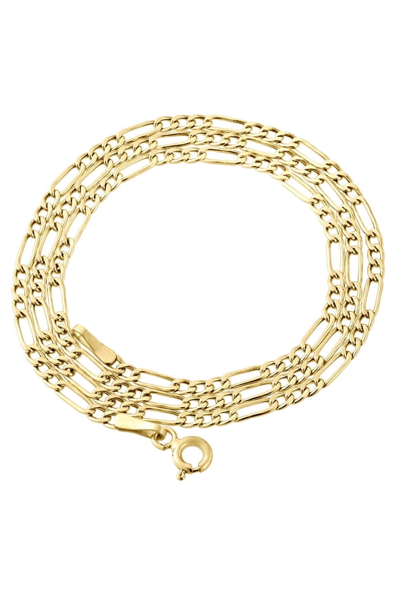 Genuine 10K Yellow Gold Figaro Chain 2.50mm Necklace Mens or Ladies 20 Inches