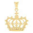 thumbnail image 1 of Genuine 10K Yellow Gold Unisex High Polished 1" Charm Gothic Fleur Crown Pendant, 1 of 1