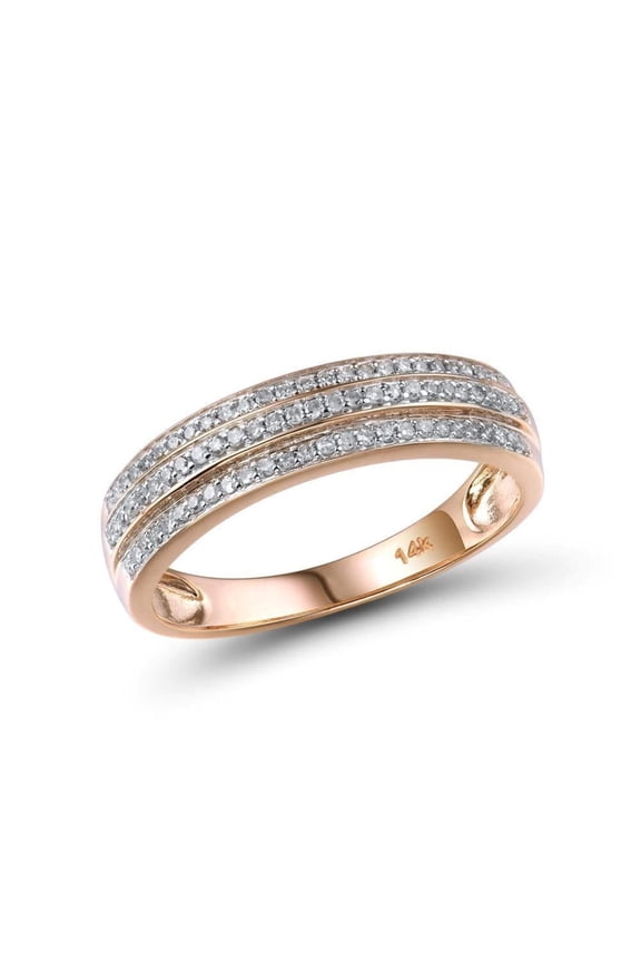 Genuine 14K 585 Rose Gold Ring Sparkling Diamond Promise Engagement Rings Anniversary band For Women