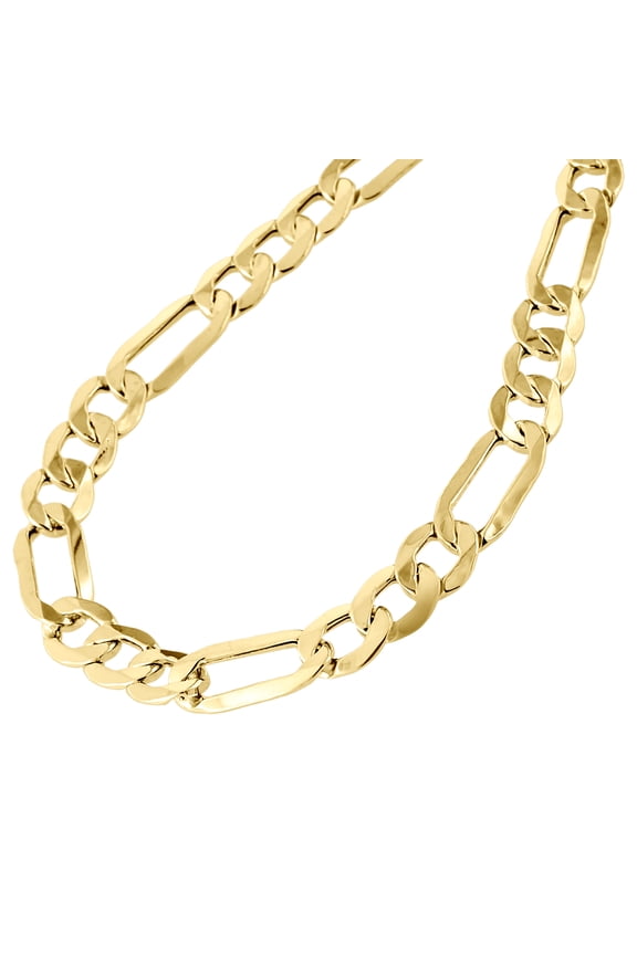Genuine 14K Yellow Gold 10mm Solid Plain Figaro Link Chain Necklace 30 Inch