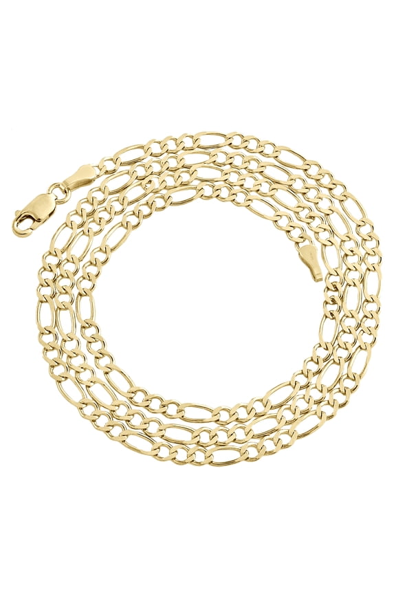 Genuine 14K Yellow Gold 2.85mm Solid Plain Figaro Link Chain Necklace 16 Inch