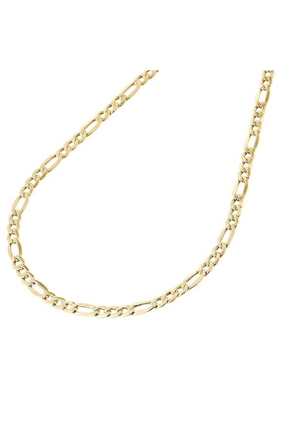 Genuine 14K Yellow Gold 3.80mm Solid Plain Figaro Link Chain Necklace 22 Inch
