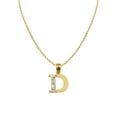 thumbnail image 1 of Genuine 14k Two-tone Gold 0.59" Diamond-cut Initial Letter D Necklace 16", 18", 20", 22" Trendy Charm Initial Necklaces for Women, 1 of 8