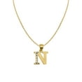 thumbnail image 1 of Genuine 14k Two-tone Gold 0.59" Diamond-cut Initial Letter N Necklace 16", 18", 20", 22" Trendy Charm Initial Necklaces for Women, 1 of 8