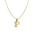 thumbnail image 1 of Genuine 14k Two-tone Gold 0.59" Diamond-cut Initial Letter P Necklace 16", 18", 20", 22" Trendy Charm Initial Necklaces for Women, 1 of 8
