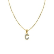 PRECIOUS STARS Genuine 14k Yellow Gold 0.59" Cubic Zirconia CZ Initial Letter C Pendant Necklace 16", 18", 20", 22" Trendy Charm Initial Necklaces for Women