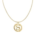 thumbnail image 1 of Genuine 14k Yellow Gold 0.78" Wreath Initial Letter S Pendant Necklace 16", 18", 20", 22" Trendy Charm Initial Necklaces for Women, 1 of 8