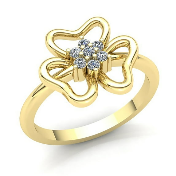 Genuine 1ct Round Cut Diamond Ladies Flower Fancy Engagement Anniversary Ring Solid 10K Rose, White or Yellow Gold GH I1-I2