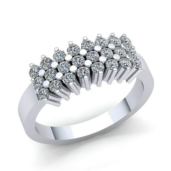 Genuine 1ct Round Cut Diamond Mens Cluster 3Row Anniversary Wedding Band Solid 18K Rose, White or Yellow Gold H SI2