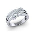 thumbnail image 1 of Genuine 1ct Round Cut Diamond Prong 3Row Floral Ladies Wedding Band Ring Bridal Anniversary Solid 14K Gold GH I1, 1 of 3
