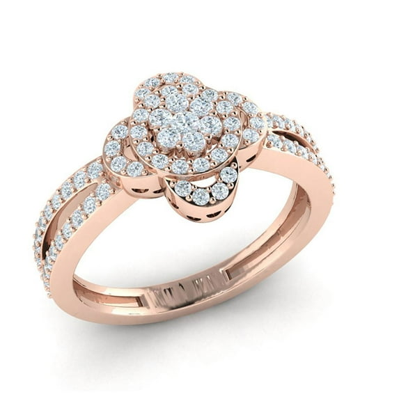 Genuine 1ct Round Cut Diamond Prong Ladies Cluster Flower Bridal Fancy Ring Anniversary Band Solid 14K Gold GH I1
