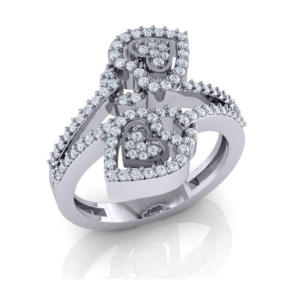 Genuine 1ct Round Cut Diamond Prong Ladies Heart Forever Us Engagement Ring Bridal Solid 18K Gold FG VS2