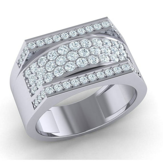 Genuine 1ctw Round Cut Diamond Prong Fancy Men's Wide Wedding Band Ring Anniversary Solid 14K Gold FG VS