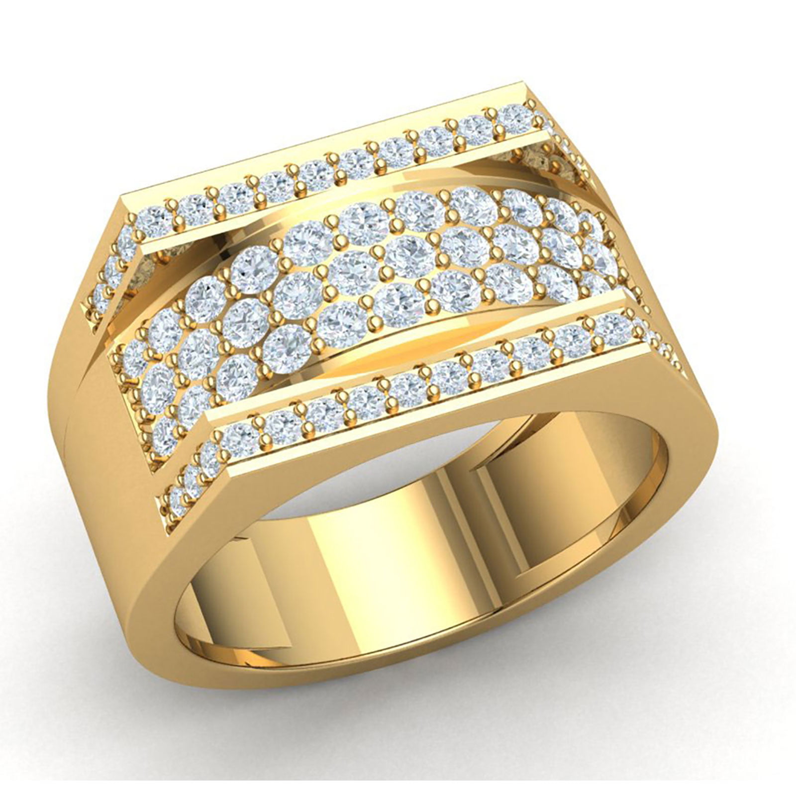Genuine 1ctw Round Cut Diamond Prong Fancy Men's Wide Wedding Band Ring ...
