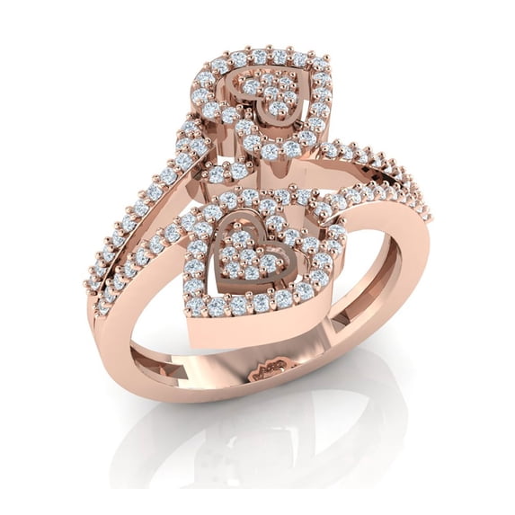 Genuine 1ctw Round Cut Diamond Prong Forever Us Heart Engagement Ring Bridal Solid 14K Gold GH SI2