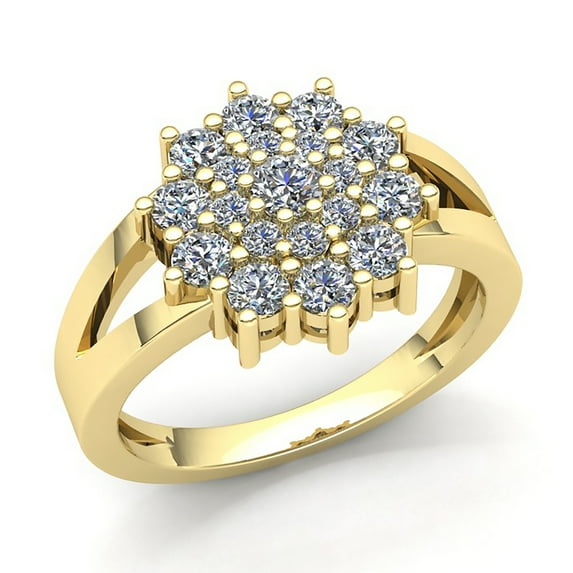 Genuine 2ct Round Cut Diamond Ladies Bridal Cluster Flower Anniversary Engagement Ring Solid 10K Rose, White or Yellow Gold JK I1