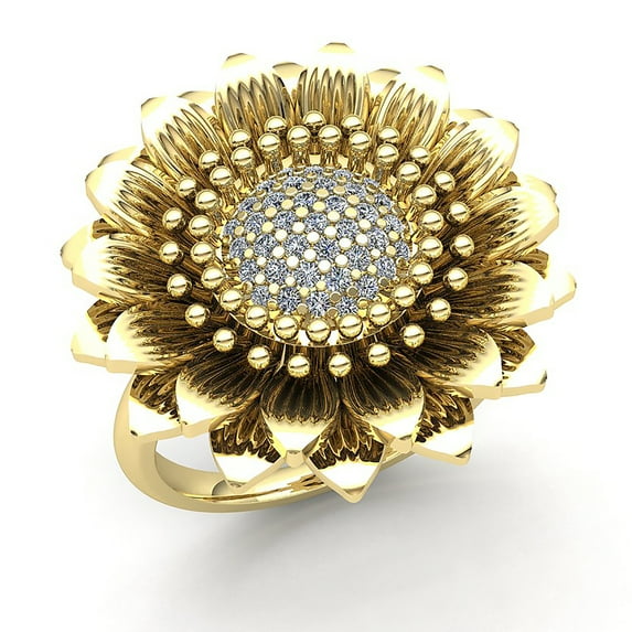 Genuine 2ct Round Cut Diamond Ladies Flower Vintage Anniversary Engagement Ring Solid 10K Rose, White or Yellow Gold H SI2