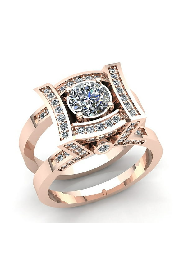 Genuine 2ct Round Cut Diamond Ladies Solitaire Engagement Anniversary Ring Jacket Solid 14K Rose, White or Yellow Gold IJ SI2