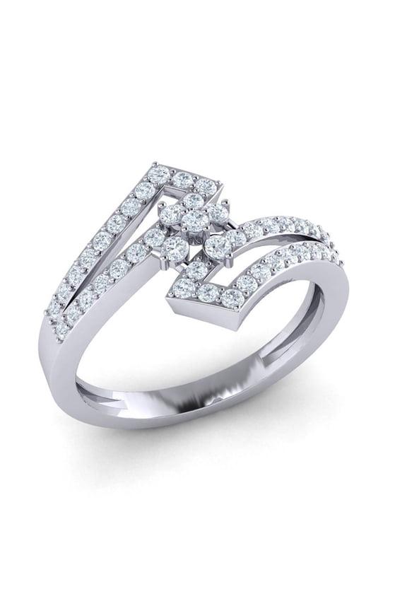 Genuine 2ct Round Cut Diamond Prong Fancy Engagement Bridal Right Hand Ring Solid 14K Gold GH SI2