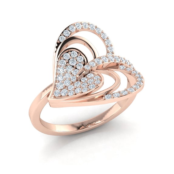 Genuine 2ct Round Cut Diamond Prong Fancy Modern Heart Engagement Ring Bridal Solid 10K Gold GH SI1