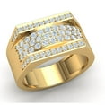 thumbnail image 1 of Genuine 2ct Round Cut Diamond Prong Men's Wide Fancy Anniversary Band Ring Solid 14K Gold GH SI2, 1 of 3