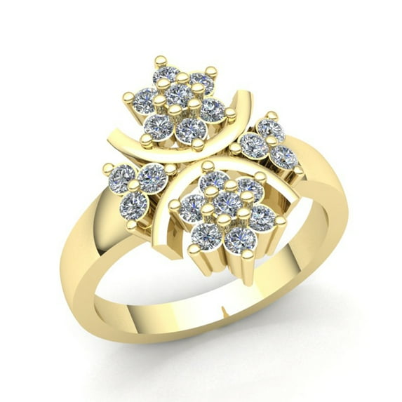 Genuine 2ctw Round Cut Diamond Ladies Bridal Cluster Flower Anniversary Engagement Ring Solid 10K Rose, White or Yellow Gold J SI2