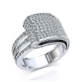 thumbnail image 1 of Genuine 2ctw Round Cut Diamond Prong Fancy Cluster Right Hand Ring Anniversary Wedding Band Solid 10K Gold JK I1, 1 of 3