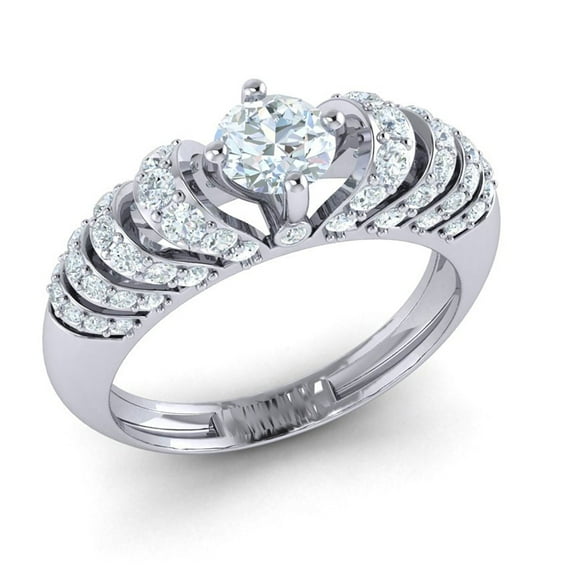 Genuine 2ctw Round Cut Diamond Prong Fancy Ladies Bridal Engagement Ring Solid 14K Gold GH SI2
