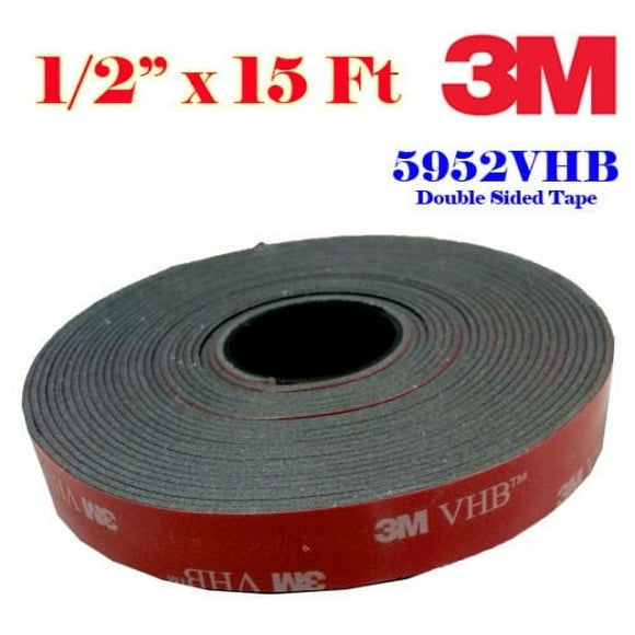 Genuine 3M 1/2" (12mm) x 15 Ft VHB Double Sided Foam Adhesive Tape 5952 Grey Automotive Gopro Mounting Very High Bond Strong Industrial Grade