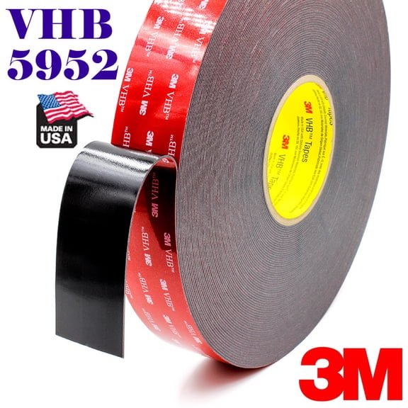 Genuine 3M 1" (25mm) X 108 Ft 36 Yards VHB Double Sided Foam Adhesive Tape 5952 Grey Automotive Gopro Mounting Very High Bond Strong Industrial Grade