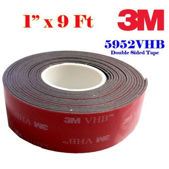 Genuine 3M 1" (25mm) X 9 Ft VHB Double Sided Foam Adhesive Tape 5952 Grey Automotive Gopro Mounting Very High Bond Strong Industrial Grade