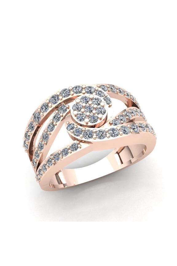 Genuine 3ct Round Cut Diamond Ladies Bridal CrissCross Anniversary Engagement Ring Solid 10K Rose, White or Yellow Gold H SI2