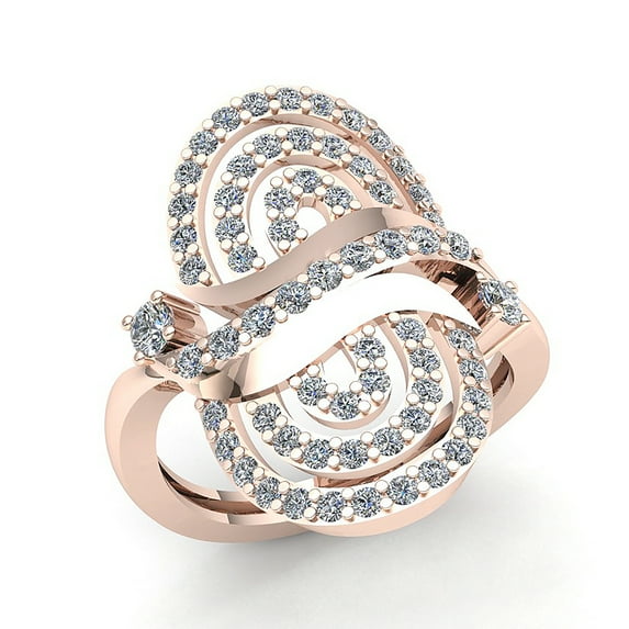 Genuine 3ct Round Cut Diamond Ladies Bridal Wavy Fancy Anniversary Wedding Band Solid 10K Rose, White or Yellow Gold GH SI1