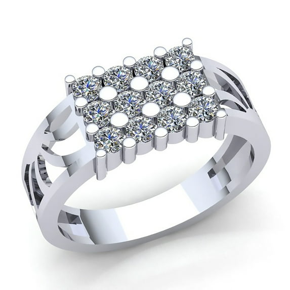 Genuine 3ct Round Cut Diamond Mens 3Row Anniversary Engagement Ring Solid 10K Rose, White or Yellow Gold GH I1-I2