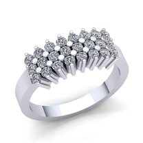 Genuine 3ct Round Cut Diamond Mens Cluster 3Row Anniversary Wedding Band Solid 14K Rose, White or Yellow Gold GH I1