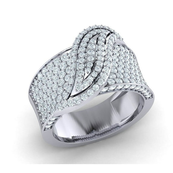 Genuine 3ct Round Cut Diamond Prong Women's Cluster Fancy Wedding Band Ring Bridal Anniversary Solid 10K Gold J SI2