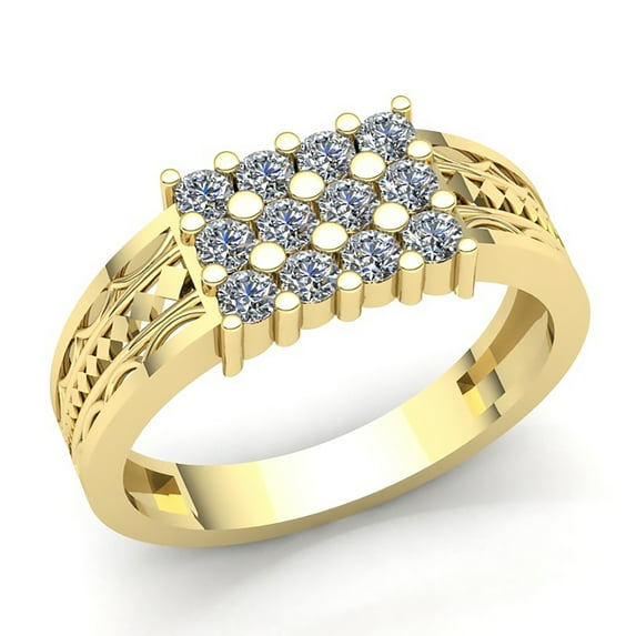 Genuine 3ctw Round Cut Diamond Mens 3Row Cluster Anniversary Engagement Ring Solid 14K Rose, White or Yellow Gold IJ SI2