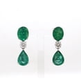 thumbnail image 1 of Genuine 9.15 Ct. Emerald Gemstone Dangle Earrings 18k White Gold SI/HI Diamond, 1 of 3