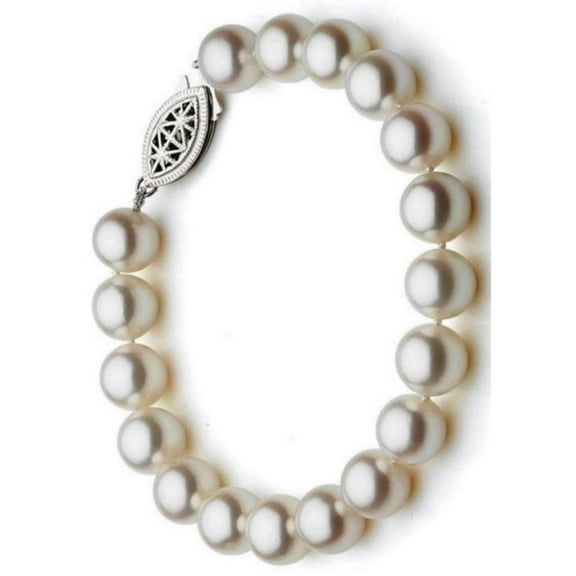 Genuine 9.5-10mm Freshwater Cultured Pearl Bracelet In Sterling Silver